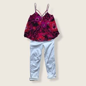 Floral Pattern Spaghetti Straps Floral Tank Top by Guess Size Medium